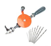 TONIXY Kit de perceuse manuelle avec 10 embouts pour le travail du bois, plastique, acrylique, étau portable avec e mandrin pour projets de réparation à la maison, orange
