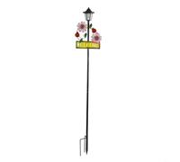 TONIXY Lampe solaire rustique en fer pour lumière avec panneau de bienvenue, lampe sur piquet en métal à motif floral d'abeille, décoration extérieure imperméable pour allée, pelouse, cour (C)