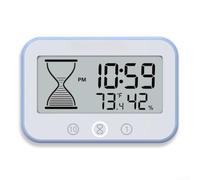 TONIXY Thermomètre hygromètre numérique étanche IP56 Horloge murale avec compte à rebours de 99 min, bouton tactile et affichage en sablier pour cuisine et salle de bain Bleu