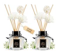 TonJin Lot de 2 bâtonnets de parfum d'ambiance (2 x 50 ml) - Diffuseur Reed avec 6 bâtonnets en rotin - Désodorisant longue durée et décoration de salle de bain - Parfum d'ambiance de qualité