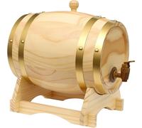 Tonneau à vin - Tonneau en bois - 5 L, bois de pin, avec support et robinet, 30 × 22,5 × 28,5 cm, pour vin et whisky - Jaune