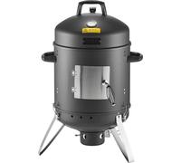 Tonneau de fumage Fumoir - Barbecue vertical au charbon de bois 40 cm - Acier revêtu - 2 grilles - Thermomètre - Ouvertures d'aération - Bac à cendres amovible