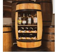 Tonneau en Bois - Creative Cooper - 80cm - Rangement Bouteilles - Chêne - Meuble Vintage