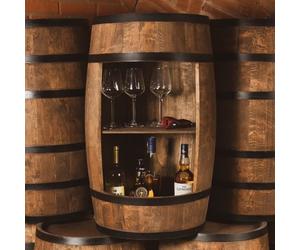 Tonneau en Bois - Creative Cooper - Armoire Bar - 80cm - Wengé - Rangement Bouteilles