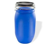 Tonneau / fût en plastique avec couvercle à large ouverture 220 L, bleu