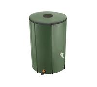 Tonneau récupérateur d'eau de pluie avec robinet et protection anti-débordement 380 L vert