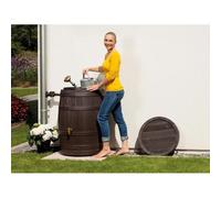 Tonneau Vino 250 L Brun avec robinet PE imitation laiton et collecteur filtrant Eco gris.