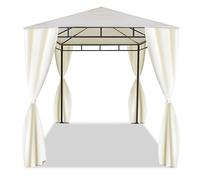 Tonnelle 3 x 2 m pour extérieur en fer forgé élégant pavillon de jardin avec toiles latérales couleur écru