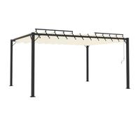 Tonnelle 3 x 4 m Toile Crème Aluminium Toit Lames Réglables | Toit orientable, cadre durable, abri jardin, extérieur