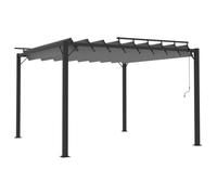 Tonnelle 3x3 m Aluminium Toit Lamelles Antracite | Cadre aluminium robuste, manivelle incluse, toile imperméable, usage jardin terrasse piscine, montage extérieur