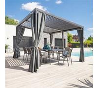 Pergola bioclimatique AVILA Graphite 4 x 3 m - Structure et lames simples en aluminium Hespéride