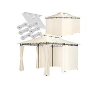 Barnum - TECTAKE - Tonnelle EMINE avec 6 parois latérales en tissu déperlant, cordes et piquets inclus, 4 x 3 m - Crème