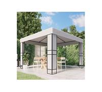 Tonnelle avec Double Toit Belvédère Chapiteau de Jardin Tente de Réception de Patio Pavillon d'Extérieur Terrasse Pique-nique 3x3 m Blanc