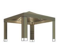 Tonnelle avec double toit et lumières LED 3x3x2,7 m Taupe