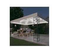 vidaXL Pavillon avec double toit et guirlande lumineuse LED 3x4 m Blanc