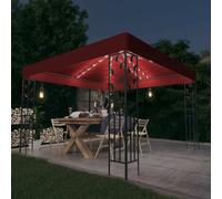 Tonnelle avec Guirlande Lumineuse LED 3x3 m Bordeaux Belvédère Pavillon vidaXL
