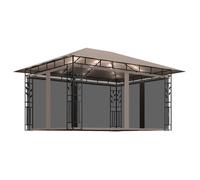 Tonnelle avec moustiquaire et LED - vidaxl - 4x3x2,73 m - Taupe - Énergie solaire - Moustiquaires - LED blanc chaud