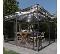 Tonnelle avec moustiquaire - vidaXL - 3x3x2,73 m - Anthracite - Lumières LED - Énergie solaire - Moustiquaires