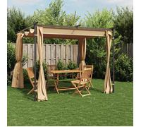 Tonnelle avec rideaux - vidaXL - 3x3 m - Taupe - Acier - Polyester - Anti-UV - Résistant à l'eau - 3 parois latérales