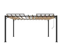 Tonnelle avec toit à lamelles 3x4 M, aluminium taupe | Tissu enduit PA, hydrofuge, lamelles réglables, jardin et terrasse