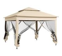 Outsunny Tonnelle de jardin Pop-up 3 x 3 m Métal Polyester Imperméable Anti-UV Moustiquaires Crème
