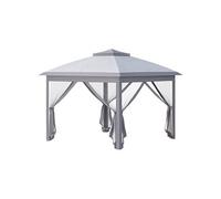 Outsunny Tonnelle pliante 3,3x3,3 m Pop-up double toit 4 moustiquaires zippées sac de transport gris