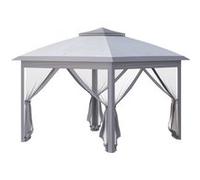Outsunny Tonnelle pliante tonnelle de jardin extérieure 3,3x3,3m Pop-up double toit 4 moustiquaires zippées amovibles + sac de transport barnum de jardin en tissu Oxford métal gris