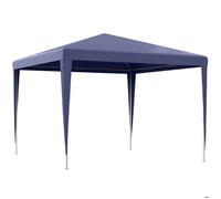 Tonnelle barnum de jardin 2,93x2,93x2,52m métal époxy bâche PE haute densité bleu