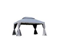 Outsunny Tonnelle de jardin extérieur 4 x 3 m barnum double toit tente de réception avec parois et moustiquaires gris
