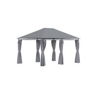 Outsunny Tonnelle de jardin barnum pavillon style colonial double-toit toiles latérales amovibles 4L x 3l x 2,72H m gris