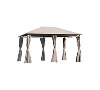 Outsunny Tonnelle de jardin barnum pavillon style colonial double-toit toiles latérales amovibles 4L x 3l x 2,72H m kaki