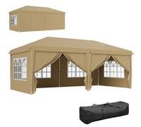 Tonnelle barnum pliant pop-up imperméabilisé 5,85L x 2,95l x 2,7H m 6 parois latérales amovibles 4 fenêtres + sac de transport kaki Vert G