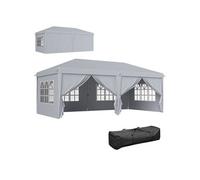 Tonnelle barnum pliant pop-up imperméabilisé 5,85L x 2,95l x 2,7H m 6 parois latérales amovibles 4 fenêtres + sac de transport gris