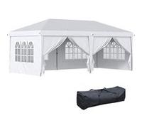 Tonnelle barnum pliant pop-up imperméabilisé 5,85L x 2,95l x 2,7H m 6 parois latérales amovibles 4 fenêtres + sac de transport blanc Blanc G