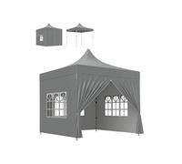 Outsunny Tonnelle de jardin tente pliante barnum pop-up 3 x 3 m 4 parois latérales amovibles 3 fenêtres hauteur réglable sac de transport pour camping, festival, plage, jardin, gris