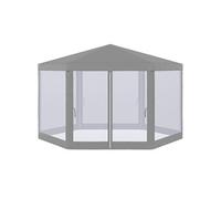 Tonnelle barnum tente de réception hexagonale style cosy métal polyester imperméabilisé surface env. 10 m² gris