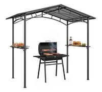 Outsunny Pavillon jardin Abri barbecue 246×149×230 cm Aluminium 2 étagères Toit polycarbonate Noir