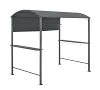 Pavillon de barbecue Pyrgos 215x220x140 cm Tente de barbecue avec comptoir de bar BBQ Pavillon de barbecue Toit de barbecue Toit rond Hydrofuge Structure en acier Gris foncé