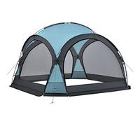 Tonnelle de Camping à Éclairage Guirlande Lumineuse 96 LED Tente Imperméable Moustiquaires Pavillon Jardin Panneaux Latéraux Amovibles Polyester 345 x 345 x 247 cm Bleu Clair Gris Foncé