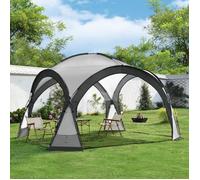 Pavillon dôme Grästorp Tente événementielle avec LED Tente de réception avec éclairage inclus avec module solaire Tente de fête étanche 3,45 x 3,45 x 2,47 m Gris