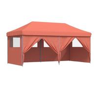 Tonnelle de fête 292 x 580 x 315 cm Terre cuite Tissu Oxford | Cadre en acier, housse imperméable - UV, pliable, avec cordes et piquets, pour jardin terrasse