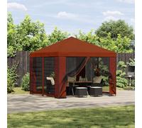 Tonnelle de jardin 3 x 3 m terre cuite avec cadre en acier et toit en polyester, protection solaire pour terrasse et jardin, montage facile pour deux personnes