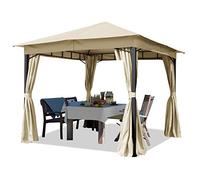 Tonnelle de Jardin 3x3 m pavillon, bâche de Toit env. 180g/m² Tente de Jardin avec 4 bâches de côté Champagne Tente de réception