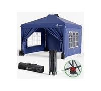 Tonnelle de Jardin 3x3m POP UP installation facile avec portes et fenetres Bleu