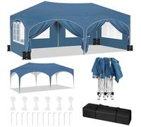 Tonnelle de Jardin 3x6m - Sacs de Sable - WOLTU Pergola - Barnum Pliante - Hauteur Réglable, Imperméable, Protection de UV - Bleu