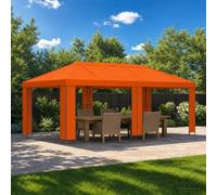 Tonnelle de jardin 6 x 3 m orange polyester et acier 190 g/m² avec auvent | Style industriel, toit aéré, cadre en acier robuste, pour les journées d'été, facile à nettoyer