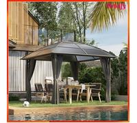 Tonnelle de jardin - AKOZON - Réf. 8262 - 3x3 m - Toit polycarbonate UV60+ - Parois zippées