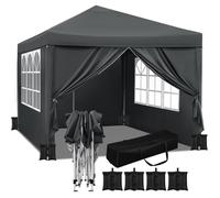Tonnelle de Jardin avec 4 Sacs de Sable - WOLTU Tente Pliante - 3x3m - Anthracite W0UETT0737