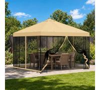 Tonnelle de jardin avec parois latérales Crème 3 x 3 m | Toit en polyester enduit de PA, hydrofuge, ventilation à deux niveaux, cadre stable, construction ouverte