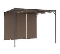 Tonnelle de jardin avec rideau latéral gris taupe, 3 x 3 x 2,25 m | Acier résistant, toit coulissant, rideau réglable, montage facile, usage extérieur